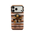 minimalist brown stone flower grip magnetic phone case