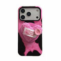 milk patterned knitted heart magnetic grip phone case