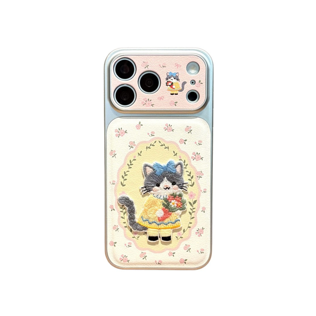 pink cute flower kitty phone case