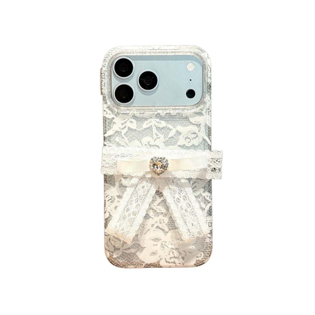 white lace bow phone case