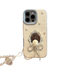 minimalist white rose pearl mirror phone case