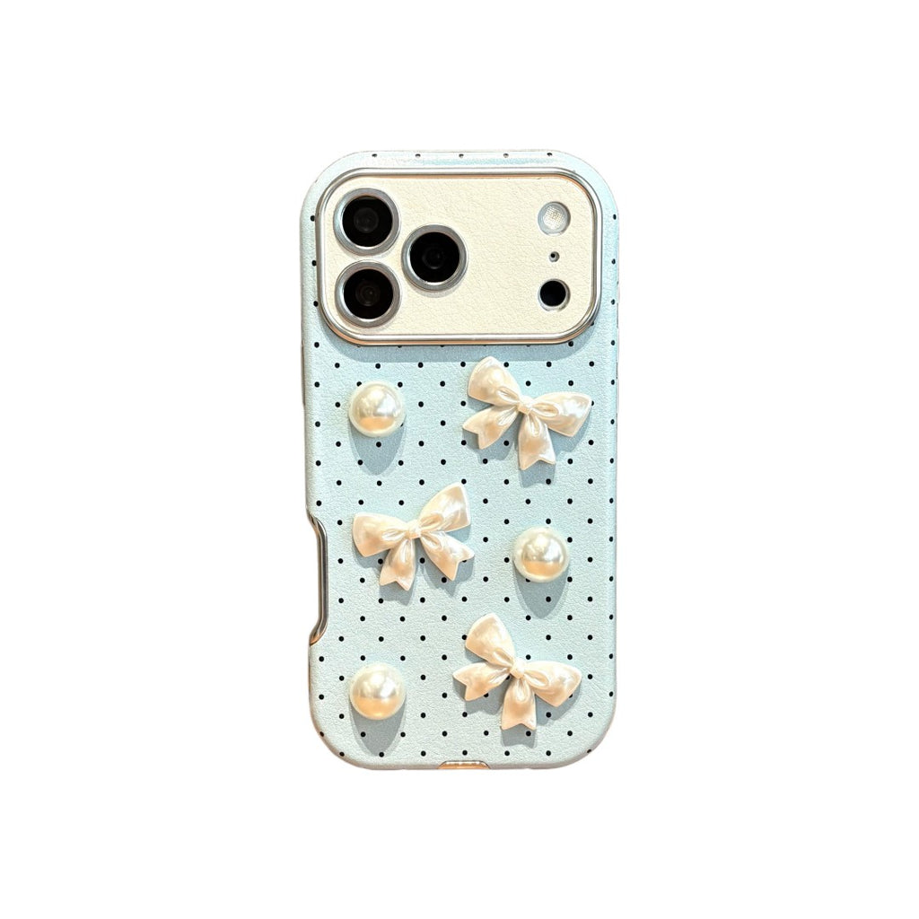 sweet blue oolka dot pearl phone case