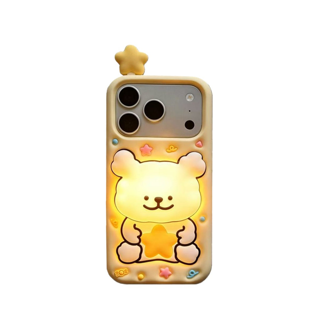 cute star puppy tap light silicone phone case