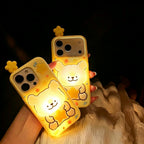 cute star puppy tap light silicone phone case