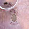 pink leather argyle mirror phone case