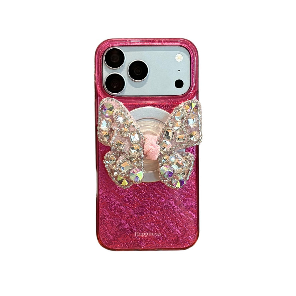 Bling butterfly grip magnetic phone case