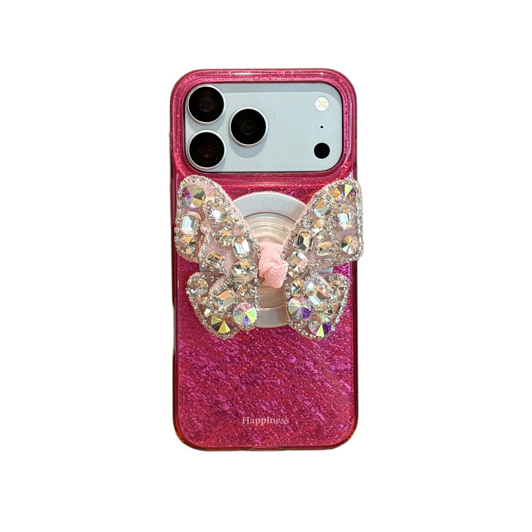 Bling butterfly grip magnetic phone case