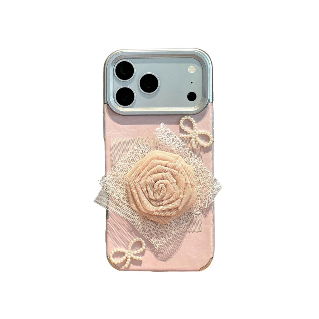 sweet lace flower pearl bow phone case