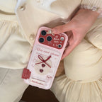 lovely red lace heart leather phone case