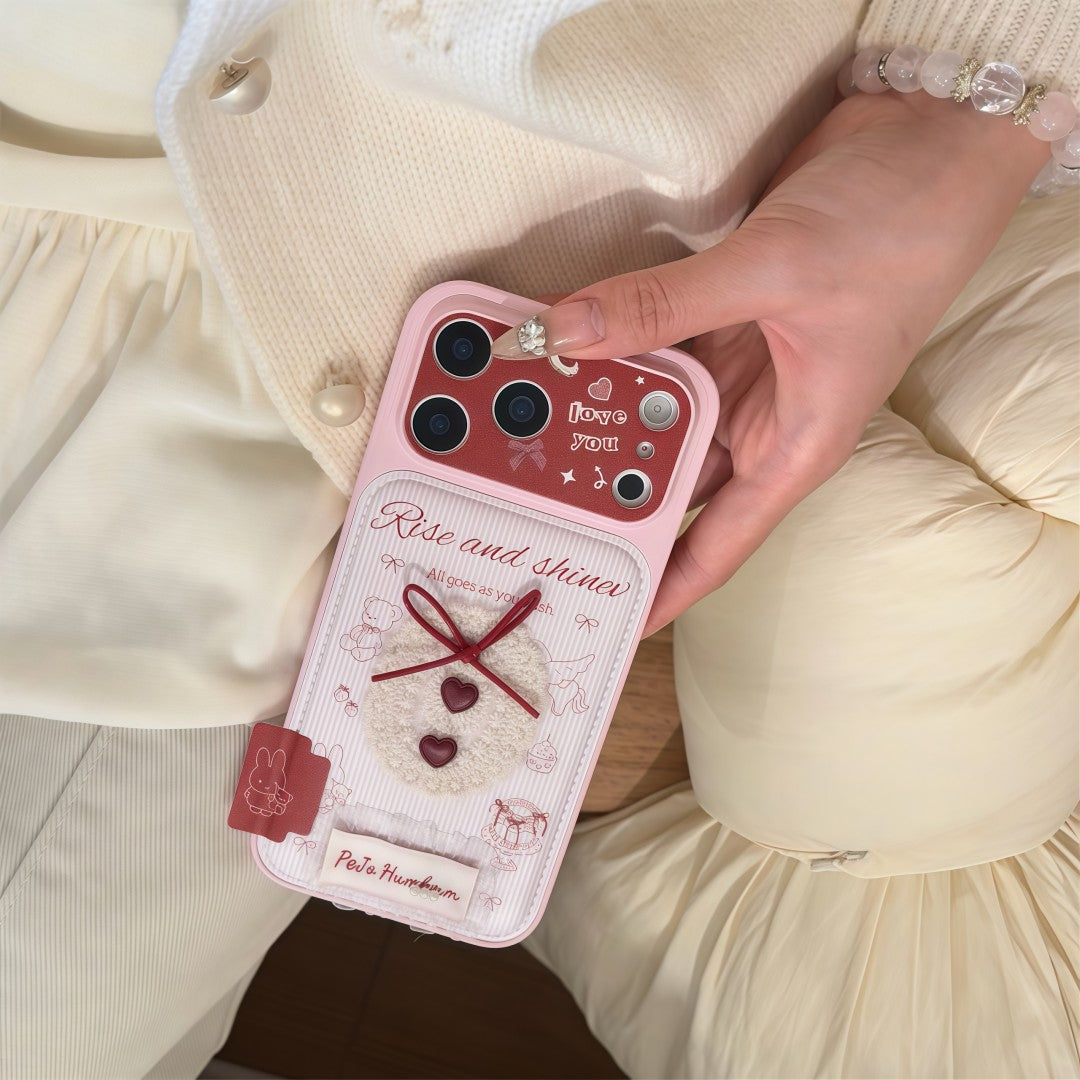 lovely red lace heart leather phone case