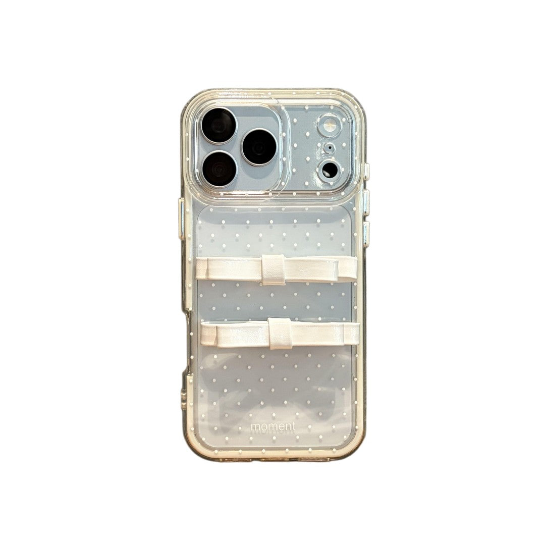 sweet bow clear mini polka dot phone case