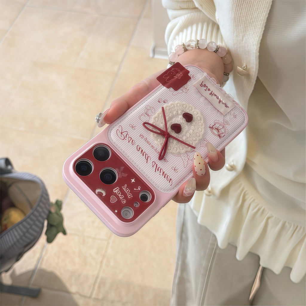 lovely red lace heart leather phone case