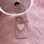 pink leather argyle mirror phone case