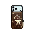 cute knitted star bunny pattern denim phone case
