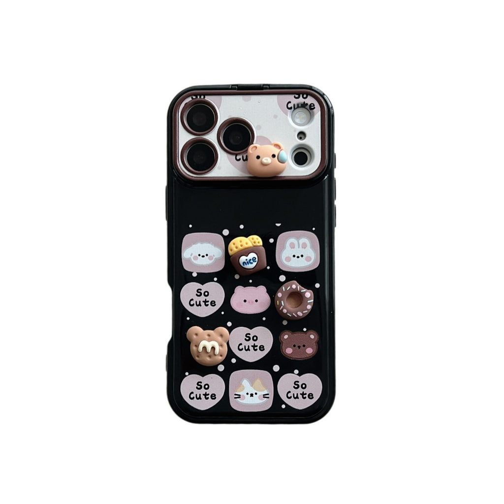 cute dessert bear flip window mirror phone case