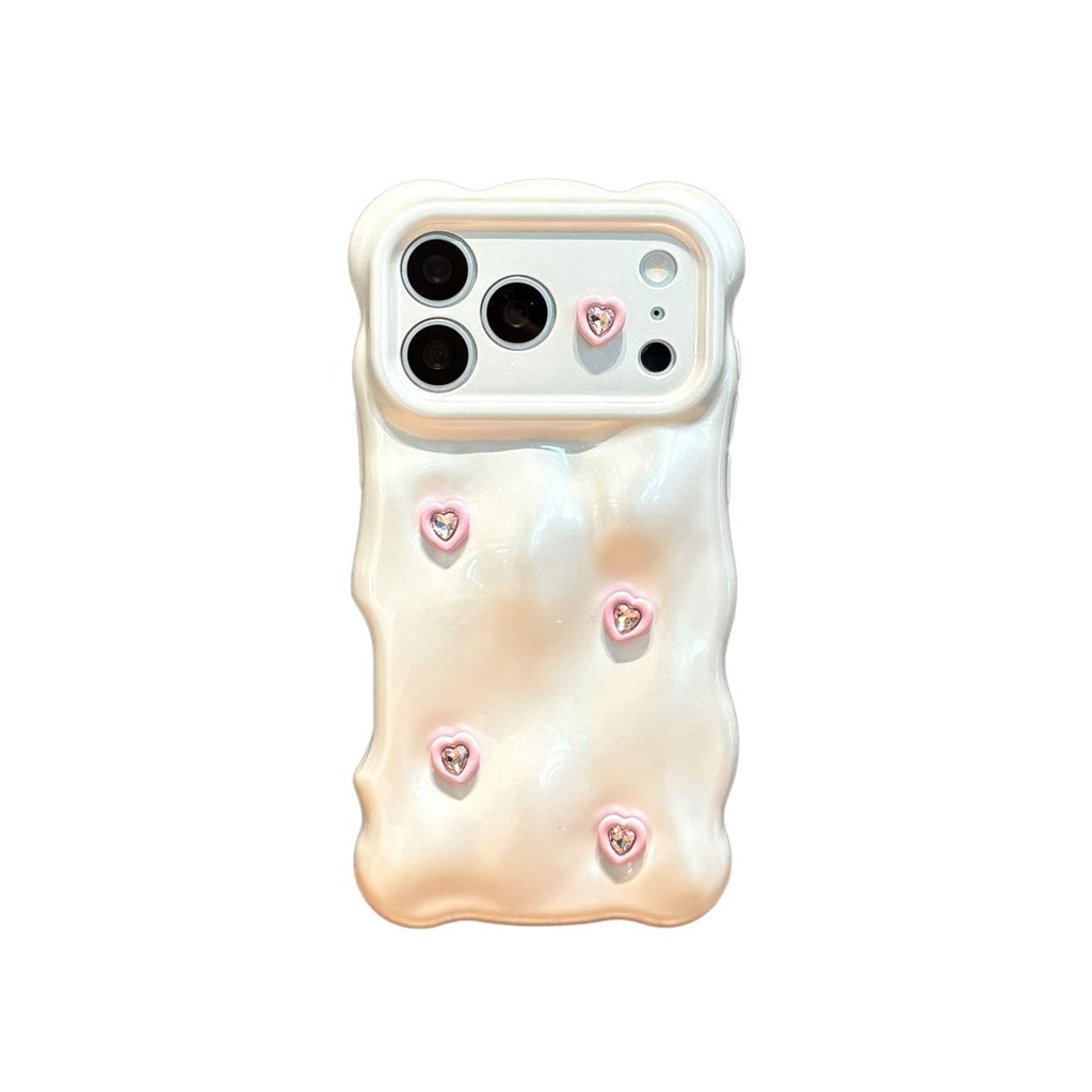 white little fresh pink heart silicone phone case