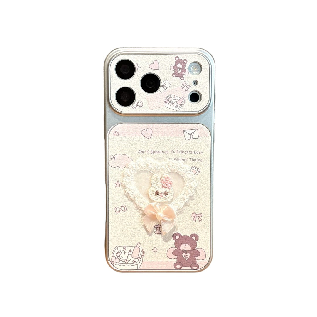 cute bear & bunny patch phone case