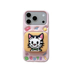 cute cat & puppy mirror + stand dual purpose silicone phone case