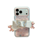 sweet pink blue plaid bow strap phone case