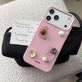 pink leather texture 3D decoration phone case