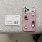 pink leather texture 3D decoration phone case