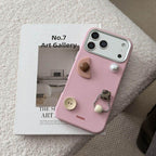 pink leather texture 3D decoration phone case