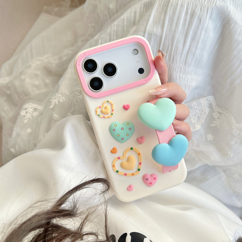 happy sweetheart wrist strap silicone phone case