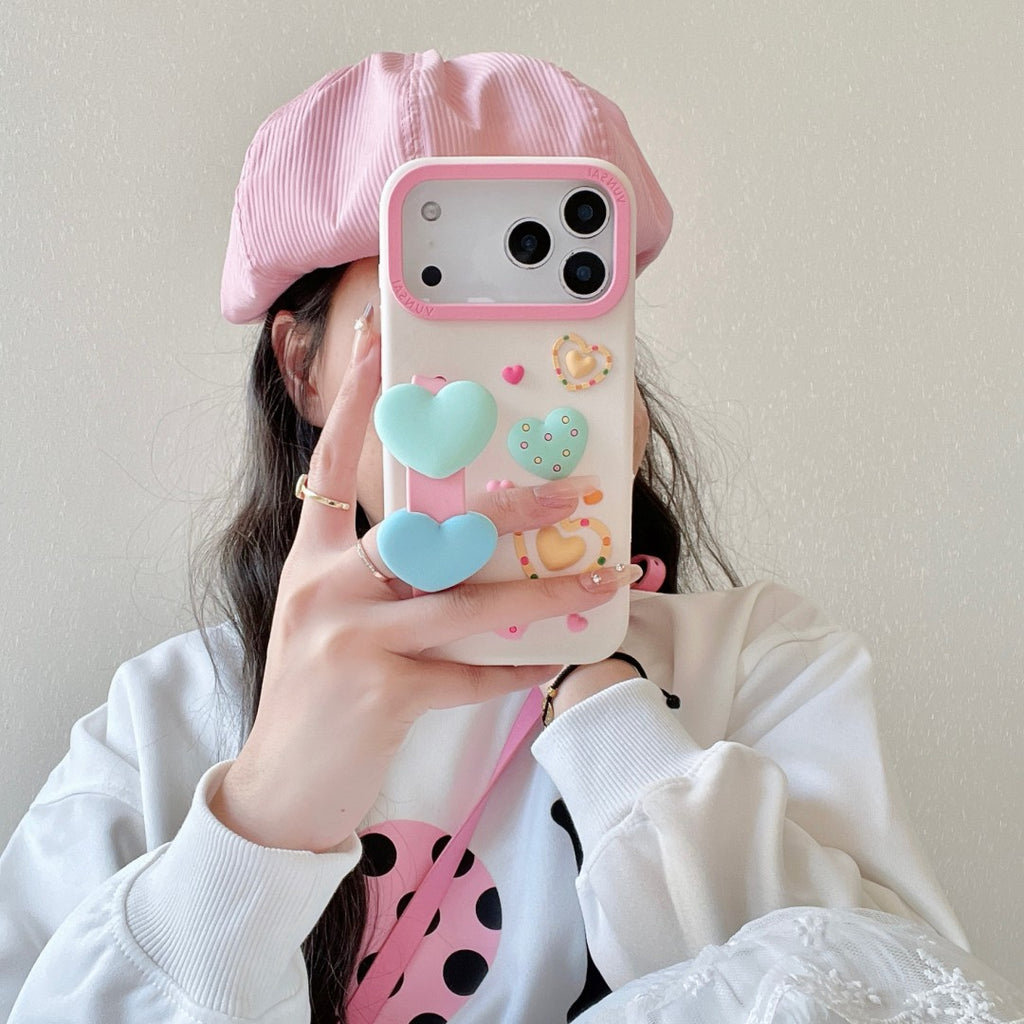 happy sweetheart wrist strap silicone phone case