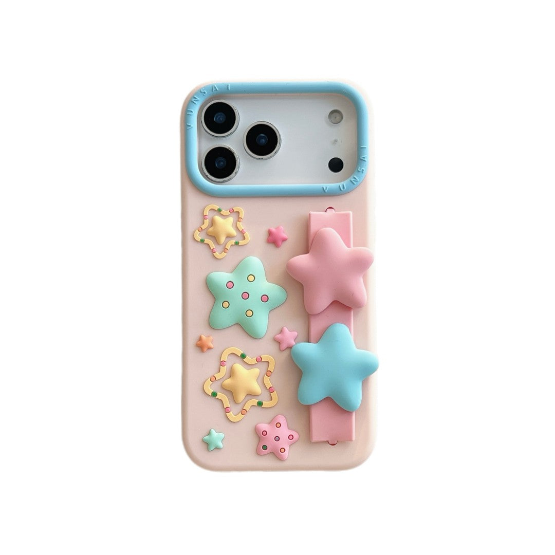 sweet cream stars wrist strap silicone phone case