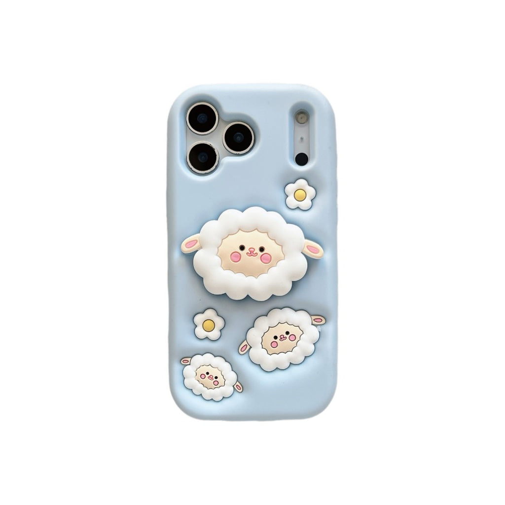 fluffy cloud lamb stand silicone phone case