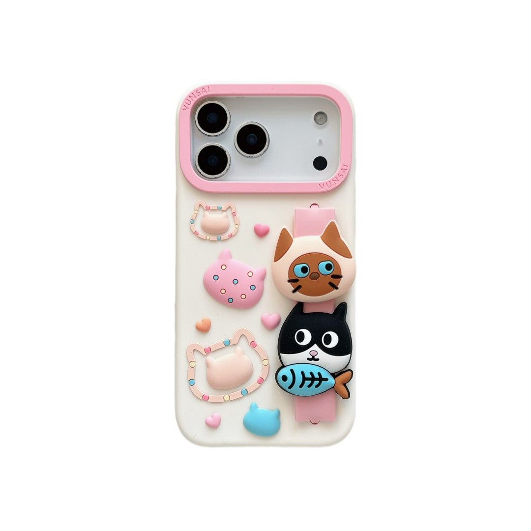 the daily life of cute kitty wrist strap silicone phone case