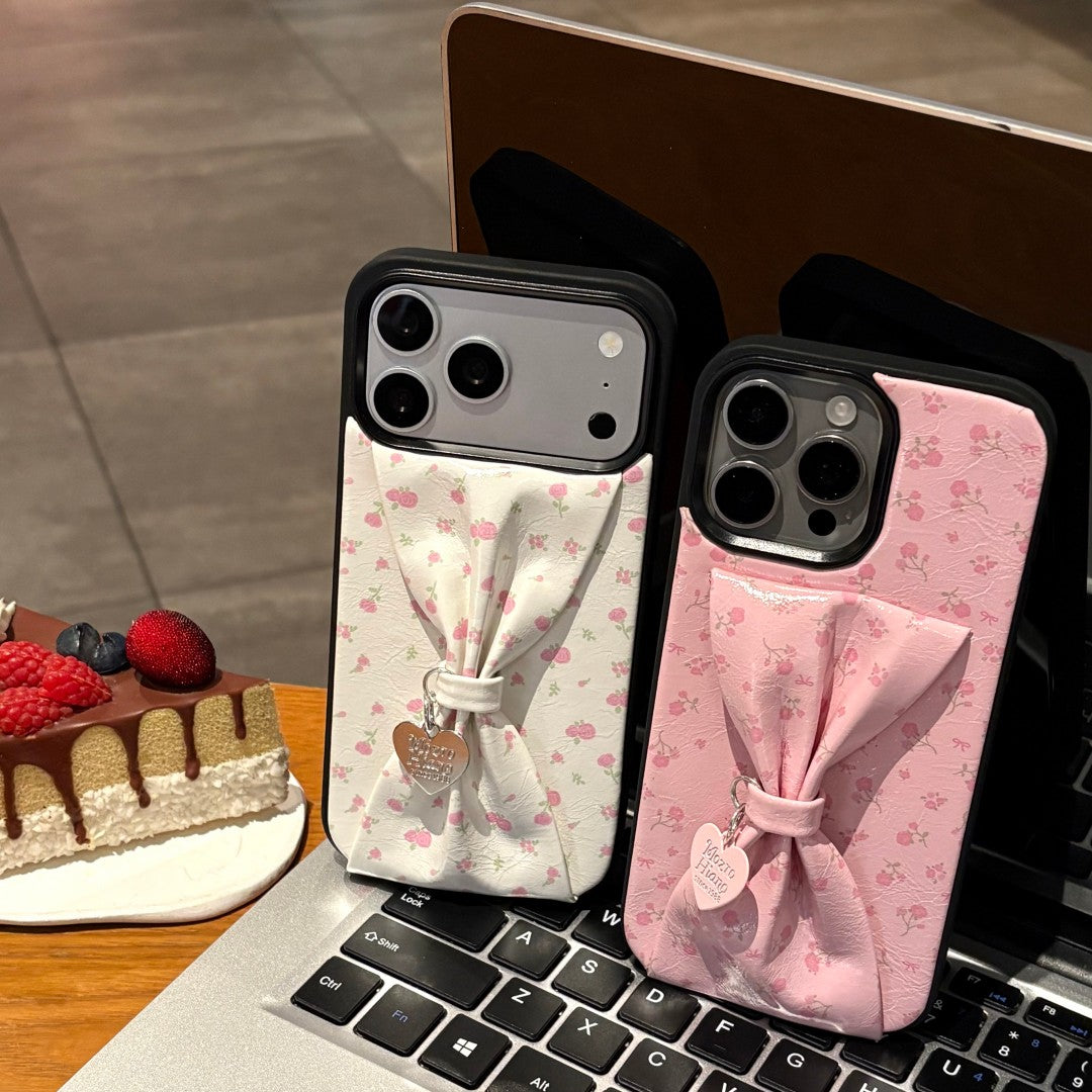 sweet floral bow wristband phone case