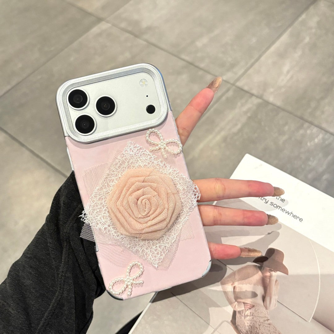 sweet lace flower pearl bow phone case