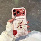 lovely red lace heart leather phone case