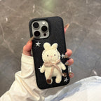 cute knitted star bunny pattern denim phone case