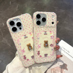 sweet pink floral bear phone case