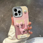 cute pink pearl cat doll phone case