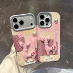 cute pink pearl cat doll phone case
