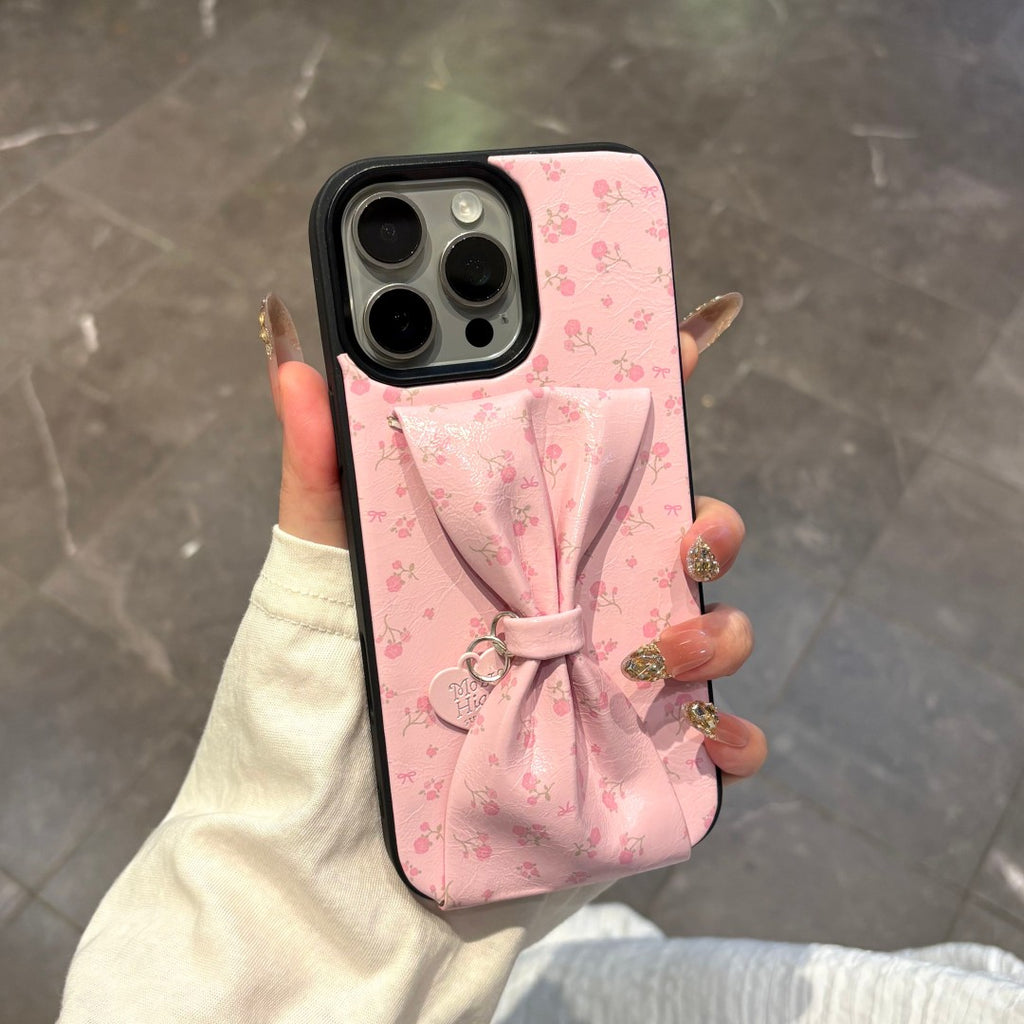 sweet floral bow wristband phone case