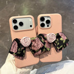 elegant retro floral bow leather phone case