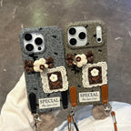 creative knit embroidery strap phone case