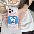 cute cat & puppy mirror + stand dual purpose silicone phone case