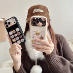 cute dessert bear flip window mirror phone case