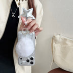 sleek minimalist faux leather silver phone case