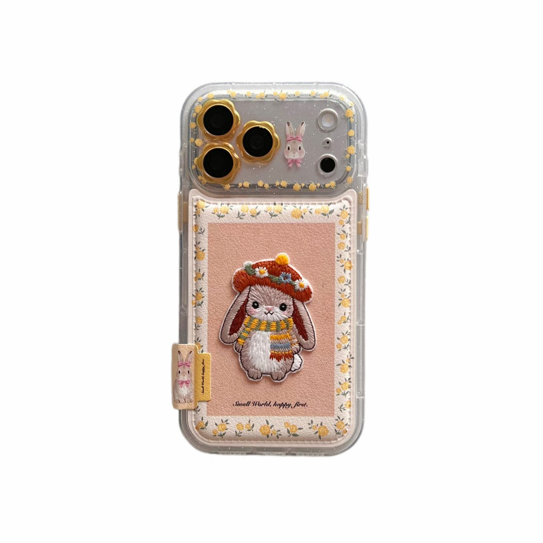 tiny yellow floral prints cute bunny patch phone case