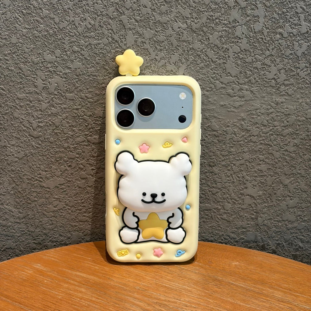 cute star puppy tap light silicone phone case