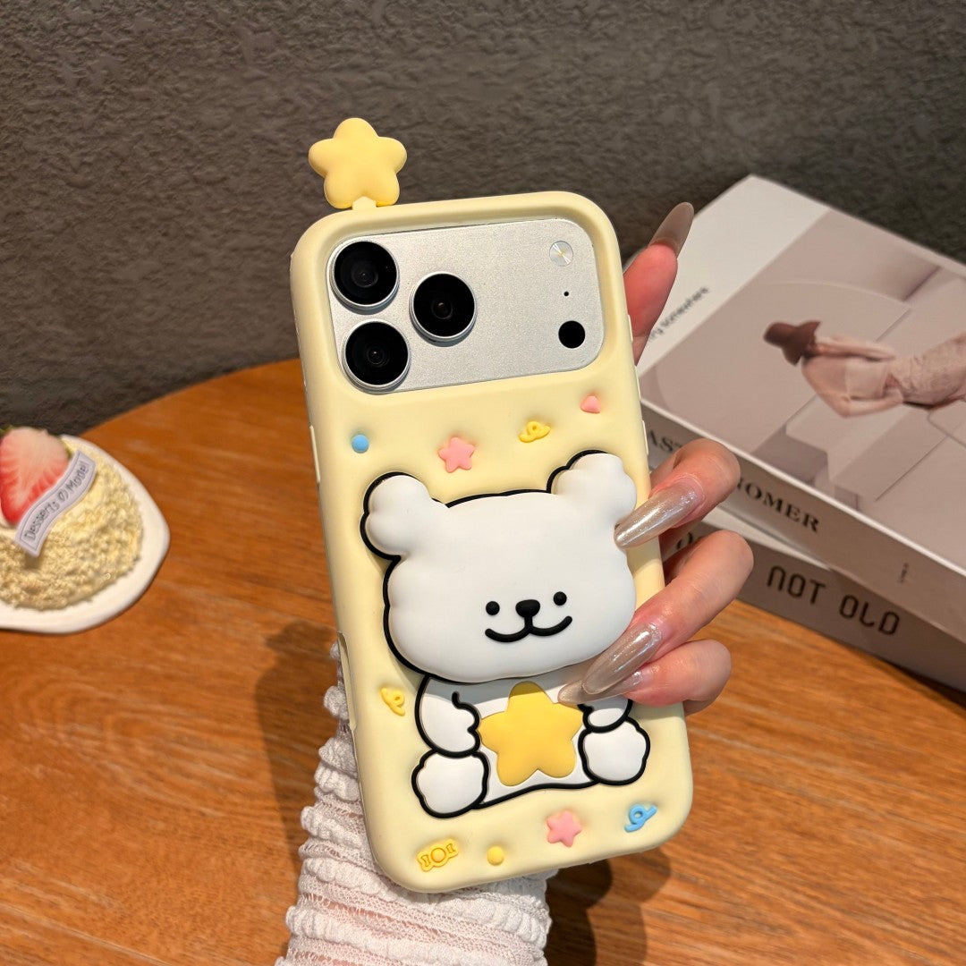 cute star puppy tap light silicone phone case