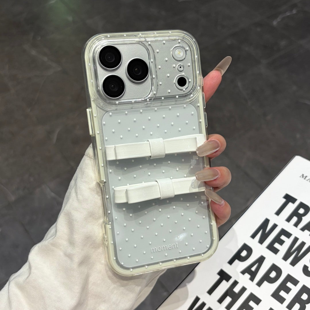 sweet bow clear mini polka dot phone case