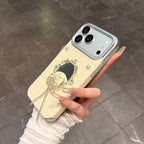 minimalist white rose pearl mirror phone case