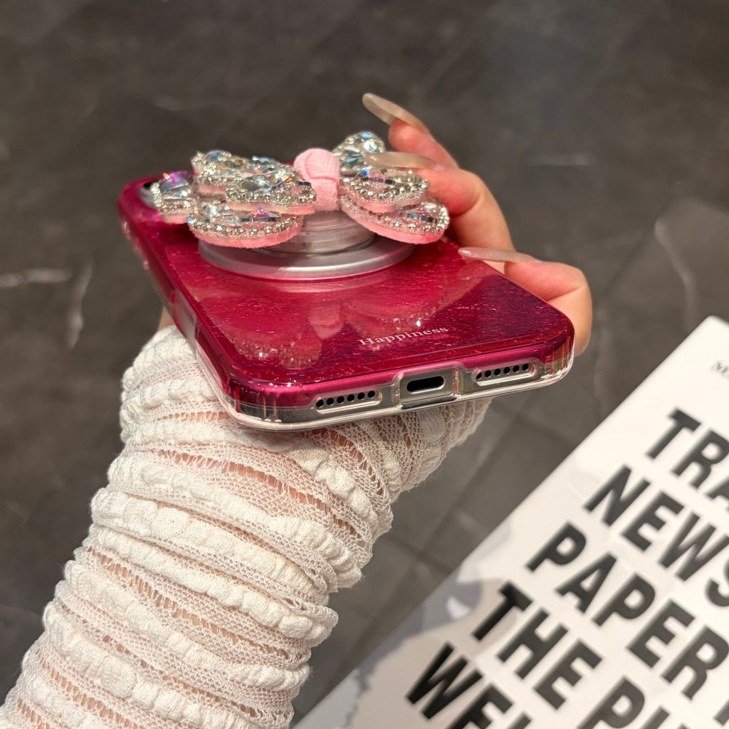 Bling butterfly grip magnetic phone case